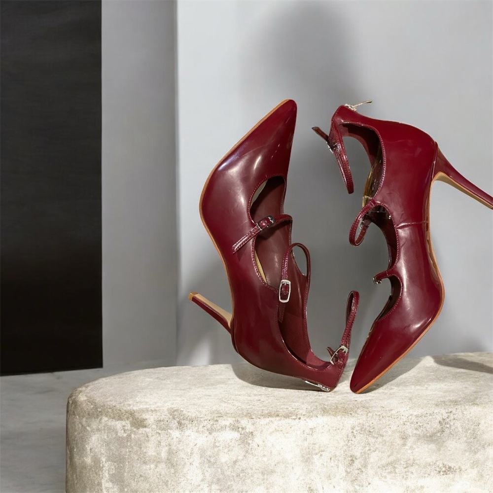 Marc Fisher Deep Red Strappy Heels - Picture 4 of 5